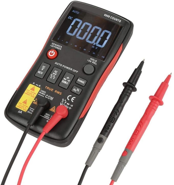 True-RMS Multimeter met 9999 Tellingen, AC/DC Stroom- en Spanningsmeting en Frequentiefunctie