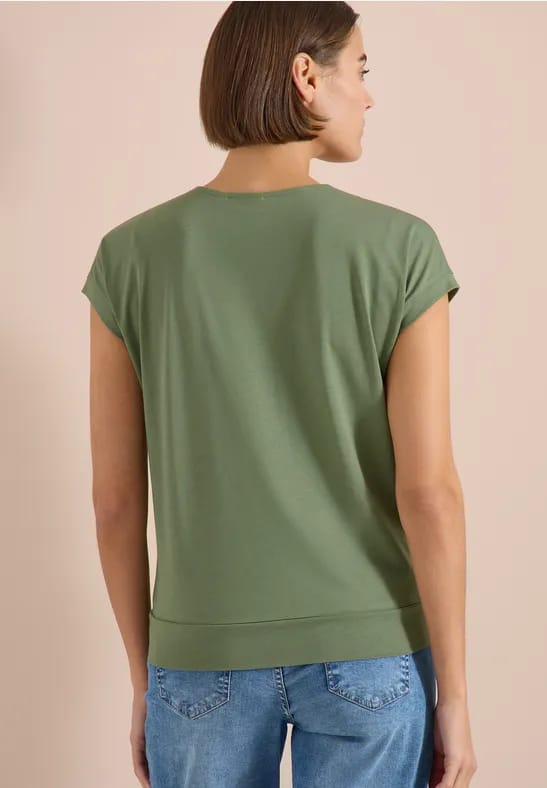 Shirt met korte mouwen en V-hals in effen kleur