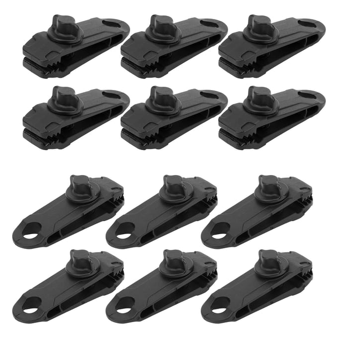 Ensemble de 12 pièces Tente d'extérieur Auvent Corde coupe-vent Clip Boucle fixe Accessoires de camping L black