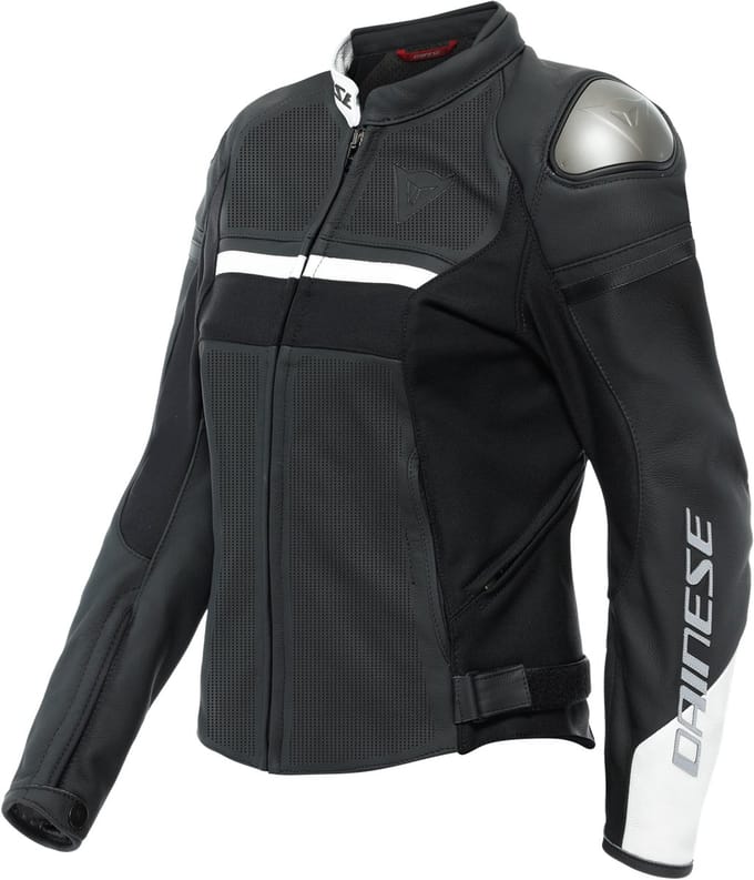 Dainese Rapida Leren Jas Dames Zwart Mat Zwart Mat Wit - Jas