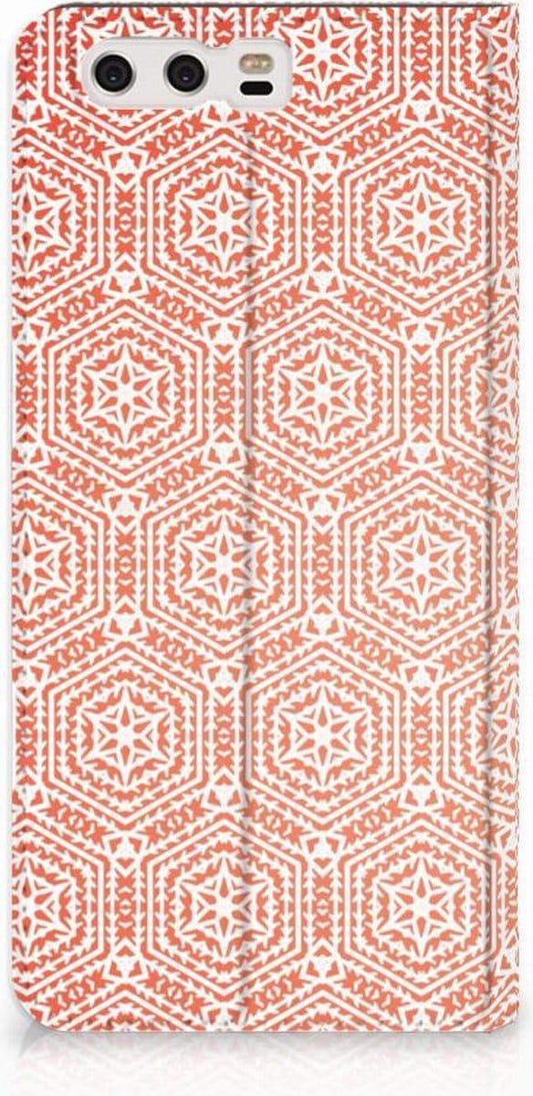 Huawei P10 Plus Hoesje met Magneet Pattern Orange
