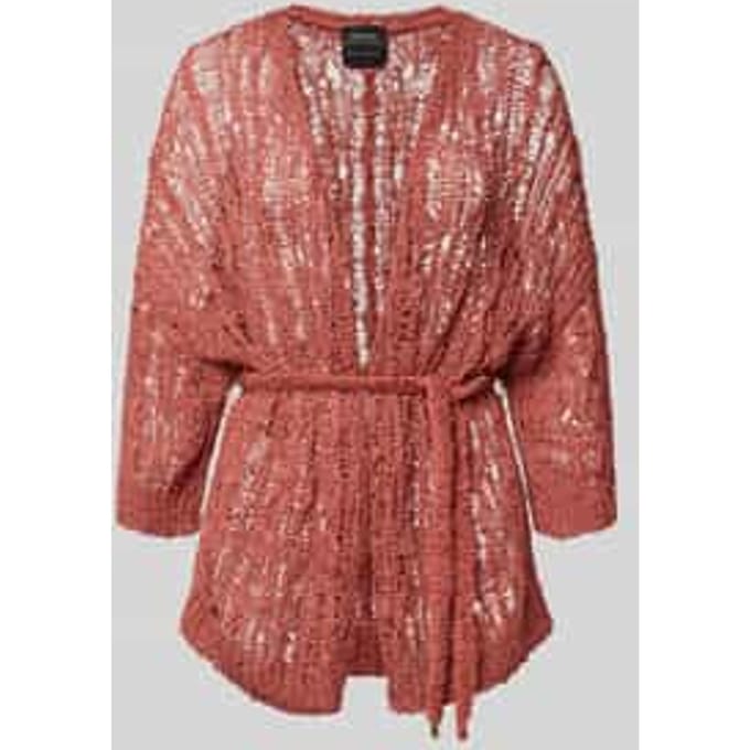 Gebreid vest met bindceintuur en 3/4-mouw