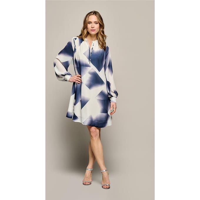 Denzel Print Jurk Navy / Wit