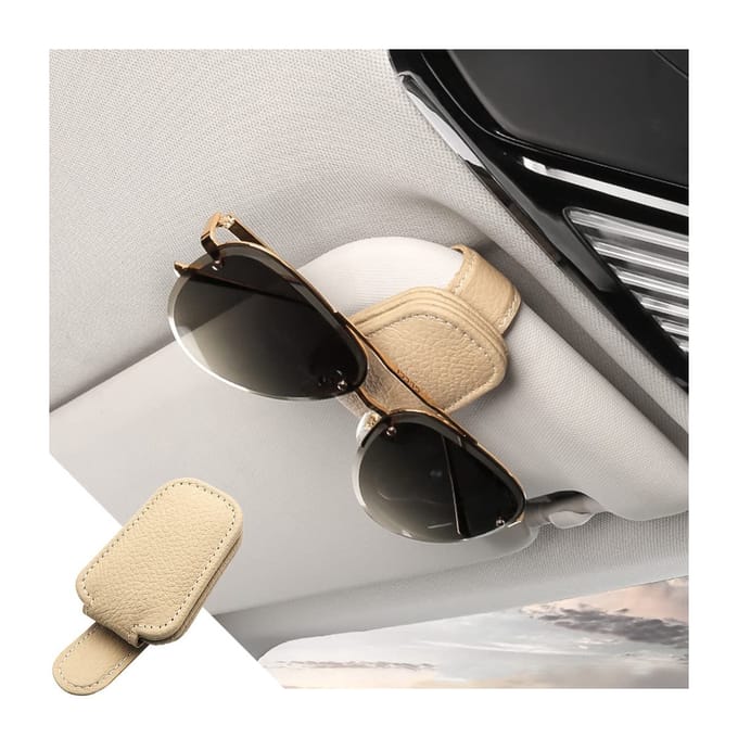 Dailygoods - Universele Lederen Brilhouder voor Auto met Magnetische Sluiting