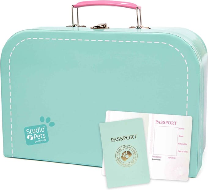 Studio Pets® Turquoise Kartonnen Koffer met Paspoort