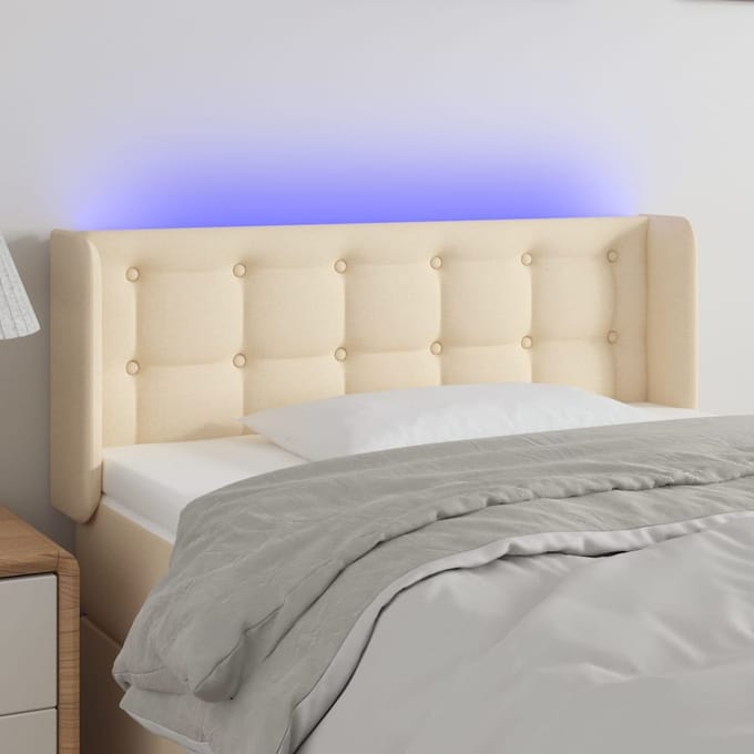 vidaXL - Hoofdbord - LED - 83x16x78/88 - cm - stof - crèmekleurig