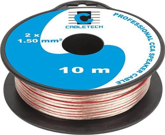 Speaker kabel luidsprekersnoer CCA Transparant 2x 1.5mm mini haspel 10 meter