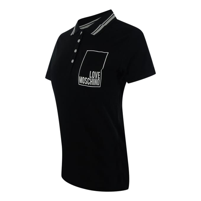 Love Moschino Small Box Logo Zwarte Poloshirt