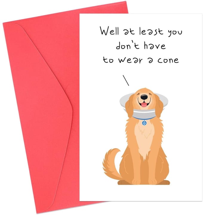 Dailygoods - Grappige Beterschapskaart na Een Operatie met Donkerrode Envelop