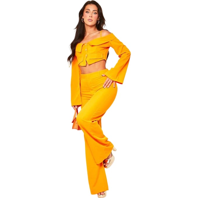 Missy Empire Dames/Dames Broek Met Pasvormen En Uitlopend (Oranje)