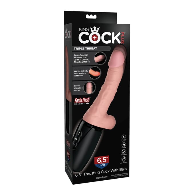 '6.5 Inch Thrusting Cock With Balls - Triple Threat', 27 cm