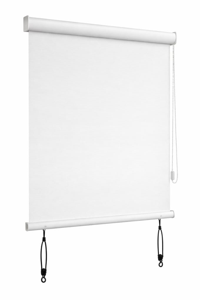Madecostore Houvea Basic Buiten Rolgordijn – 80 x 220 cm – Wit – Balkon Zonnescherm – UV Werend (90%) – HDPE