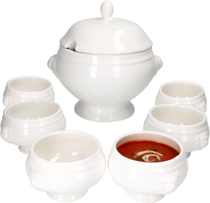 MamboCat 7-delige set terrine leeuwenkop Leo 3L + 6x 0,45L
