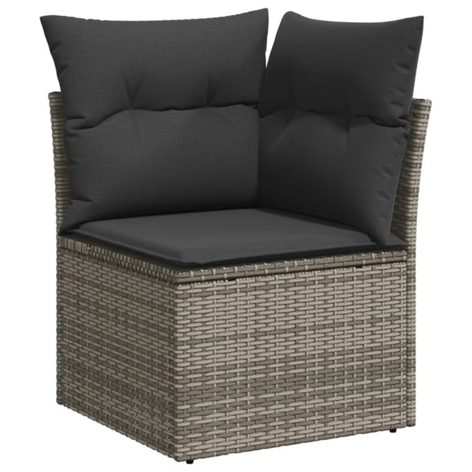 vidaXL - 14-delige - Loungeset - met - kussens - poly - rattan - grijs