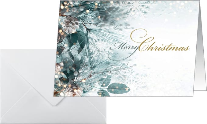 Eucalyptus toverkracht, kerstkaart in liggende A6 formaat.