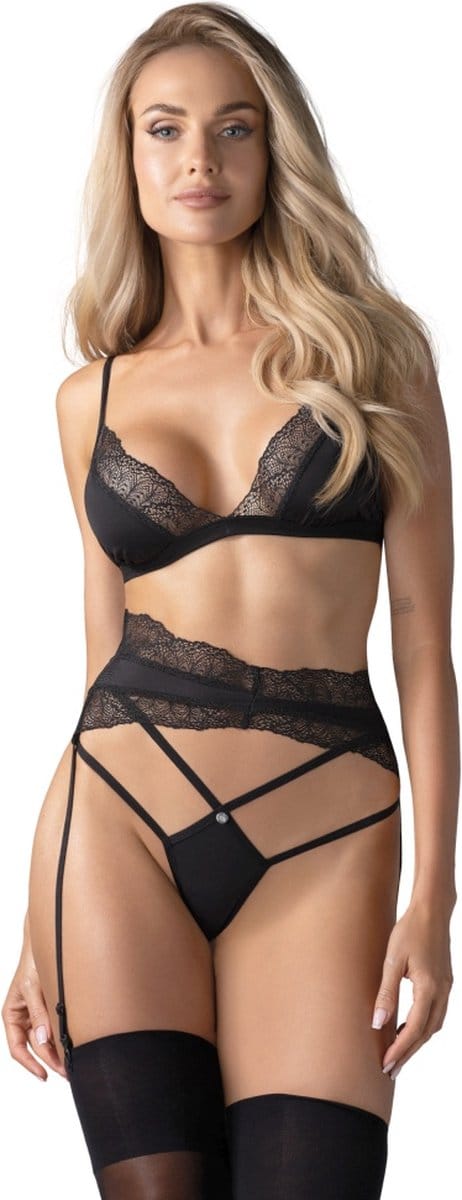 Obsessive - Lobellis 3 Piece Set Lingerie set - M/L - Zwart
