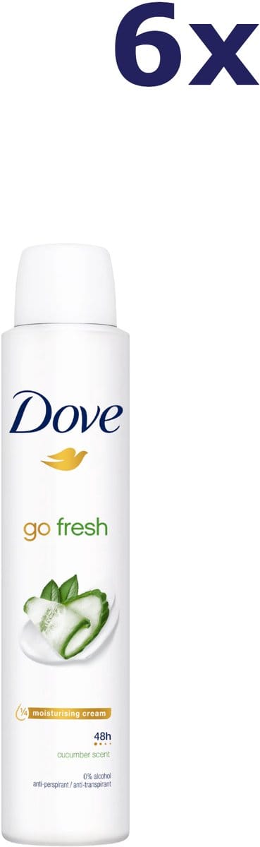 6x Dove Deo spray - 200ml - go fresh cucumber & green tea