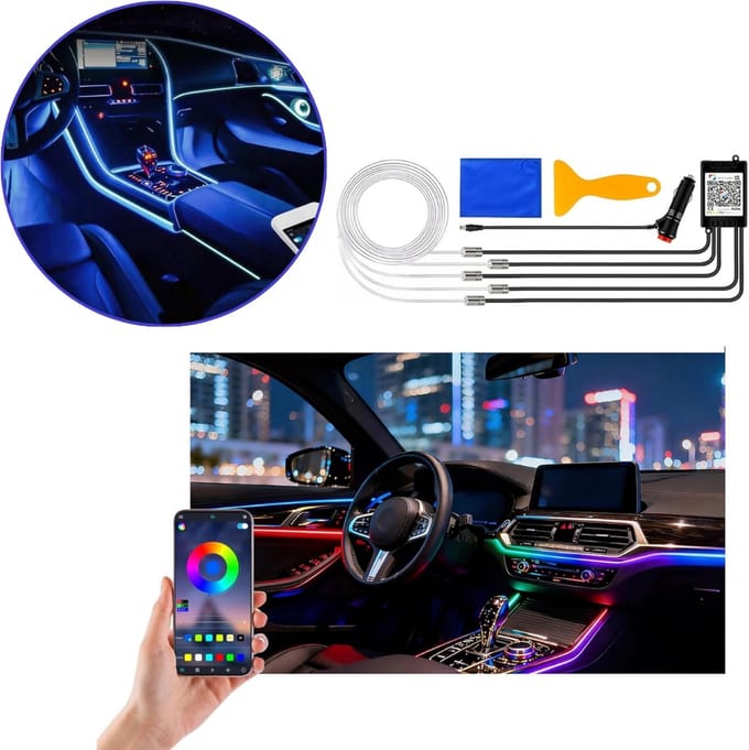 Auto Interieur Verlichting - Led Strip Auto – 6M – Met App -RGB