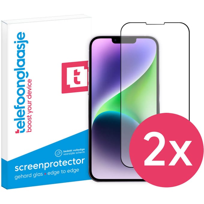 DuoPack: iPhone 14 Plus screenprotector gehard glas Edge to Edge