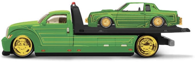 Maisto Flatbed - Modelauto - Schaal 1:64 - Groen/Goud