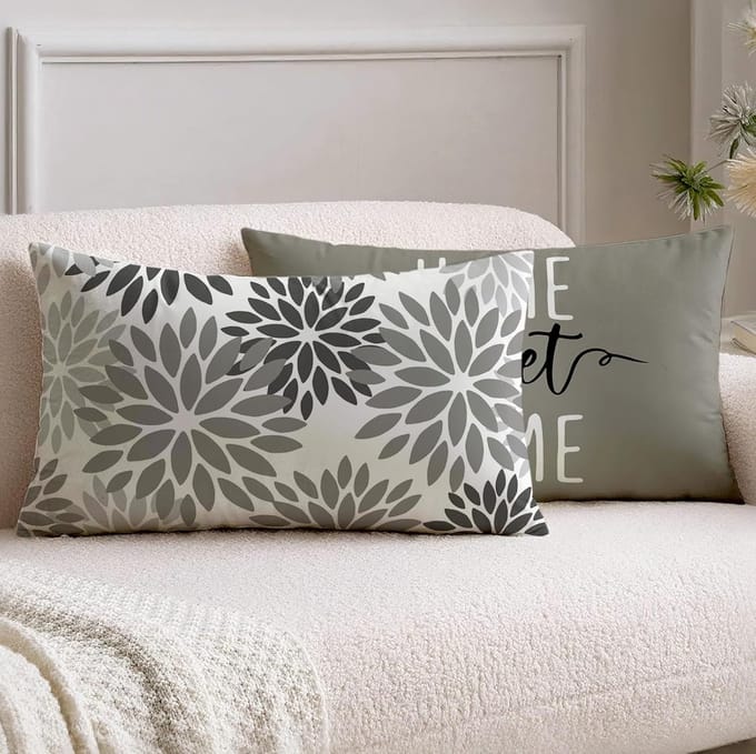 Kussensloop Set - Decoratieve Hoezen - Woonkamer Aankleden - Uniek Print Design - 30 x 50 cm - Grijs