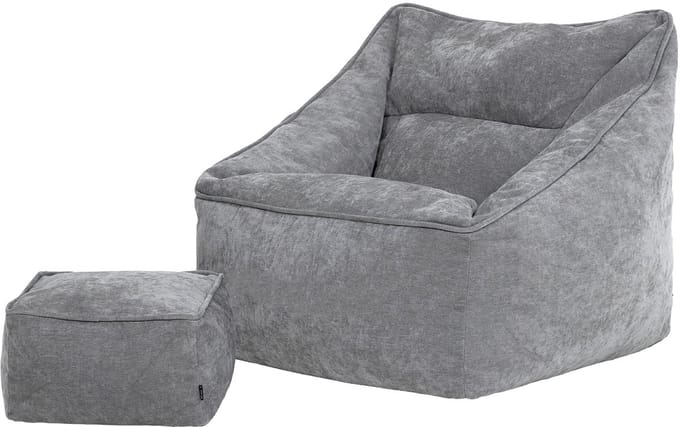 icon - Natalia XL Zitzak Fauteuil met Poef - Chenille - Grijs