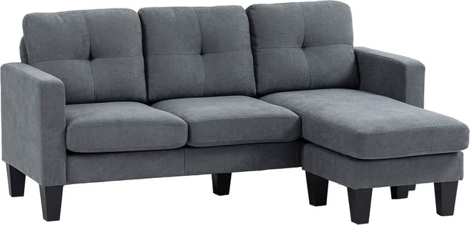 HOMCOM hoekbank - polyester - schuimstof - donkergrijs