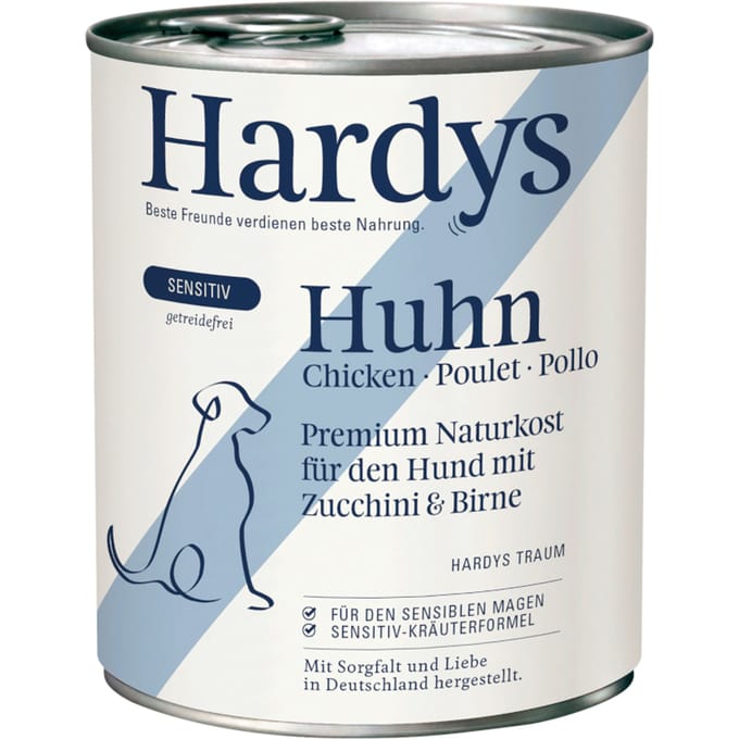 6x800g Hardys Sensitive Kip natvoer voor honden