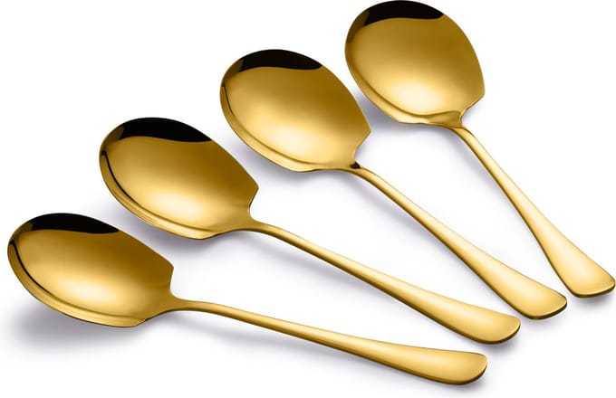 Alheco 4 opscheplepels - Groentelepel - Aardappellepel - Serveerlepel - Goud