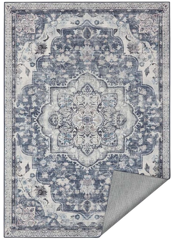 Songmics - vloerkleed - 140x200 cm - antislip - laagpolig - grijs met wit