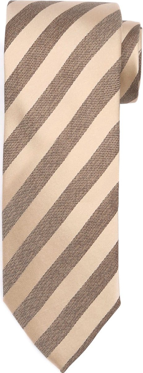 Suitable Stropdas Zijde Streep Beige - Streep - Heren das