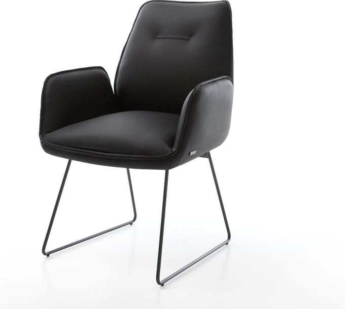 Gestoffeerde-stoel Zoa-Flex slipframe zwart echt leer zwart pocketveer kern