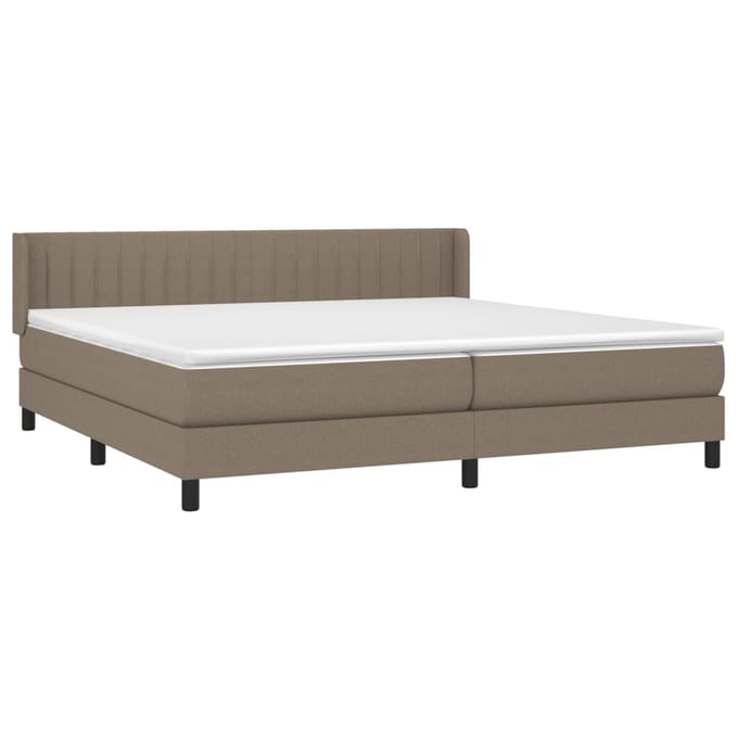 vidaXL - Boxspring - met - matras - stof - taupe - 200x200 - cm