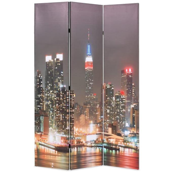 vidaXL - Kamerscherm - inklapbaar - New - York - bij - nacht - 120x170 - cm