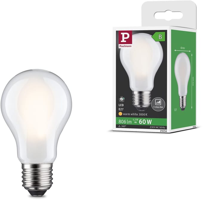 Efficient-Line Filament 230 V LED-gloeilamp E27 Enkele lamp 806lm 4,3W 3000K dimbaar Mat