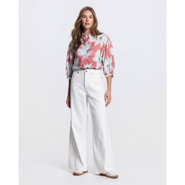 Jansen Amsterdam Pip Blouse Wf 761 3/4 Puffed Sleeve Wide Fit Dames - Jurken - Multi - Maat 38