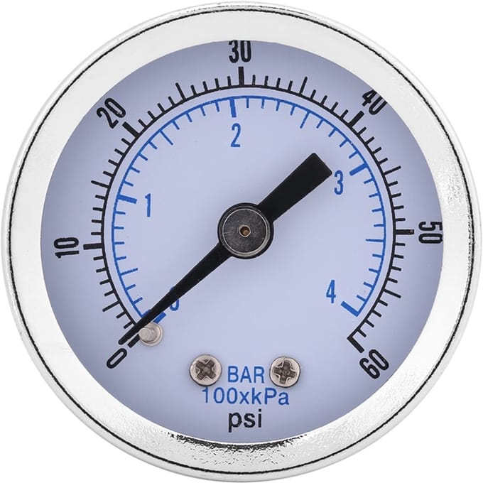 Dailygoods- Manometer 40mm Diameter - Drukmeter 0-60psi/0-4bar