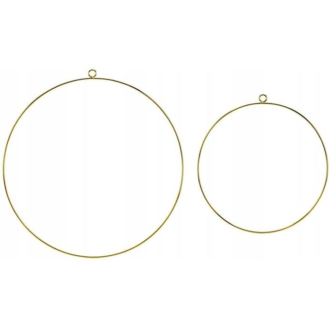 PARTYDECO - 2 gouden metalen ringen 20 en 28 cm voor kransen