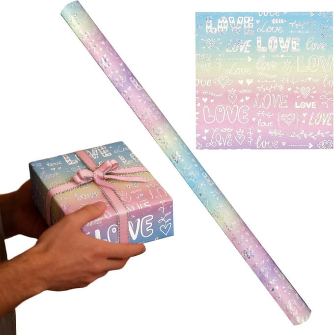 Inpakpapier Vellen - Cadeaupapier Rol - Feestelijke Cadeaus - Iriserende Gradiënt - 43 x 300 cm - Liefde