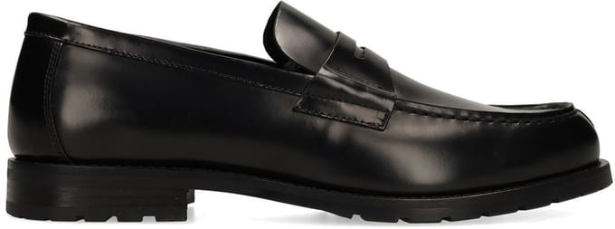 Manfield - Heren - Zwarte leren loafers - Maat 40