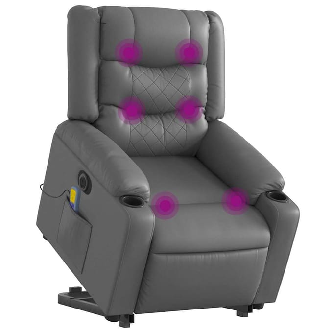 Vidaxl Opvouwbare Sta-Op Fauteuil Met Massage, Elektrisch, Grijs