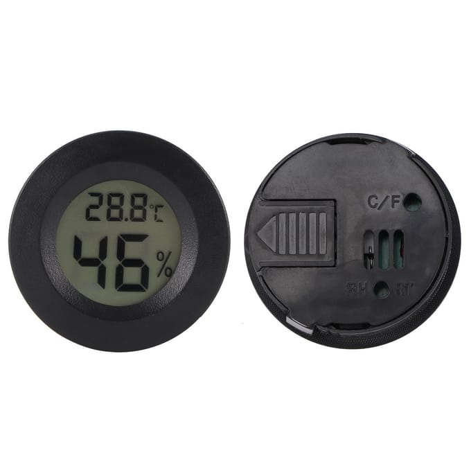 2 PCS Mini Thermomètre Hygromètre LCD Numérique Forme Ronde Mètre de Température Humidité pour Boîte à Reptiles gray