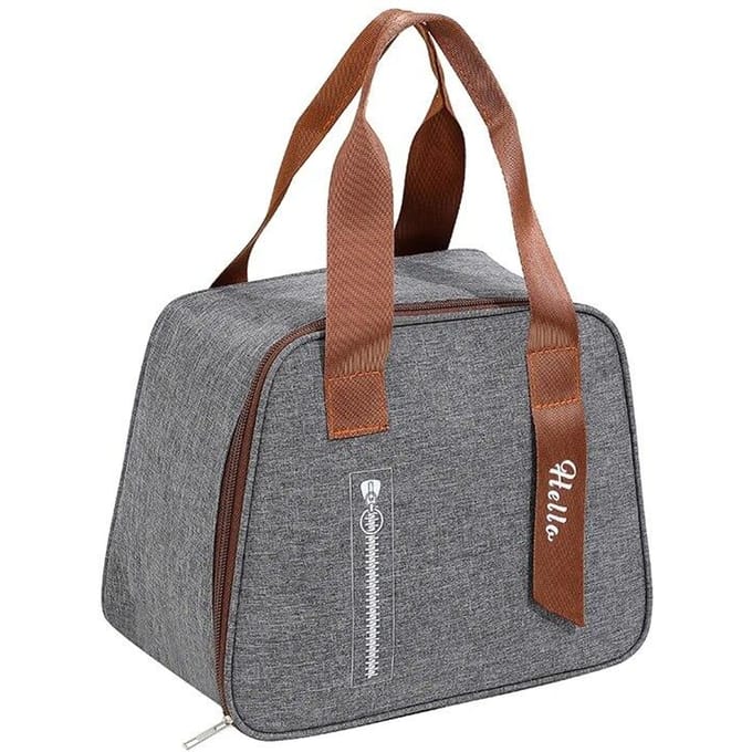 Draagbare lunchtas Lunchbox Geïsoleerde canvas tas School Bento Draagbare dinercontainer Picknickvoedselbewaarzak grijs