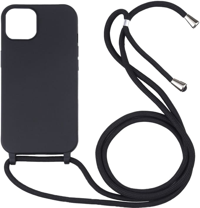 Hoesje geschikt voor iPhone 16e - Backcover - Koord - Softcase - Flexibel - TPU - Zwart
