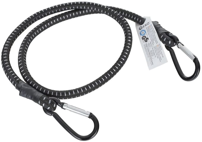GEKO Elastisch koord met karabijnhaken - 10mm - 90cm - zwart - veelzijdig gebruik
