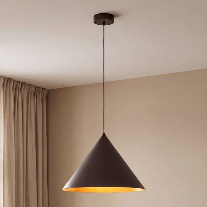 TK Lighting Hanglamp Cono, 1-lamp, Ø 50 cm, bruin, E27
