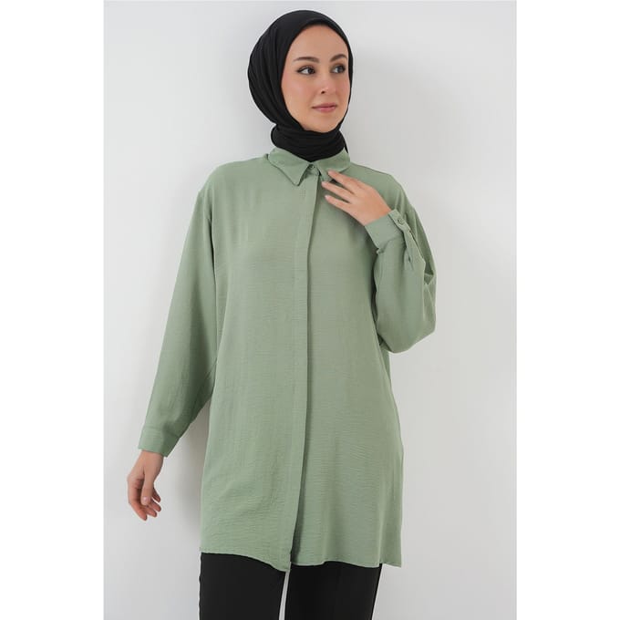 Oversized Lange Mouwen Knopen Blouse met Kraag