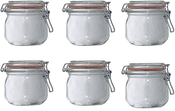 set van 6 glazen potten 500ml - le parfait - 900505