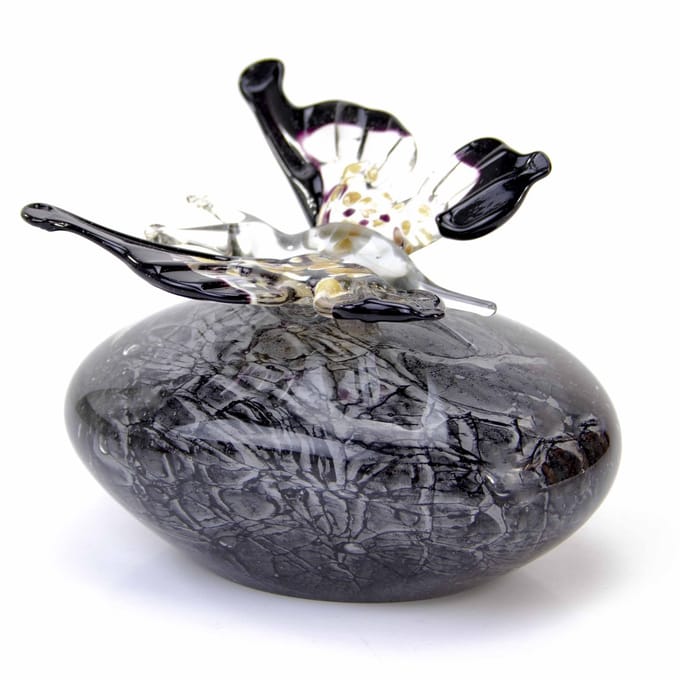 Loranto - Urn met Vlinder - Steen grijs - Urn voor thuis - Glasurn