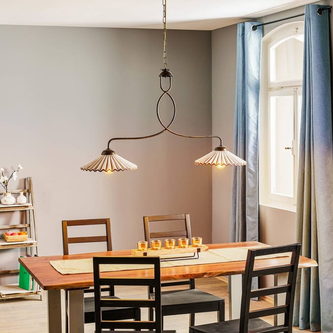 ONLI Hanglamp Rosina 2-lamps lichtroze/brons